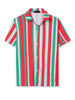 Summer Vertical Striped Short Sleeve Patchwork Shirt