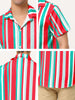 Summer Vertical Striped Short Sleeve Patchwork Shirt