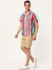 Summer Vertical Striped Short Sleeve Patchwork Shirt