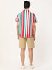 Summer Vertical Striped Short Sleeve Patchwork Shirt
