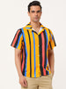 Summer Vertical Striped Short Sleeve Patchwork Shirt
