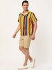 Summer Vertical Striped Short Sleeve Patchwork Shirt