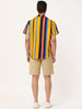 Summer Vertical Striped Short Sleeve Patchwork Shirt