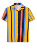 Summer Vertical Striped Short Sleeve Patchwork Shirt