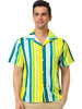 Summer Vertical Striped Short Sleeve Patchwork Shirt