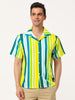 Summer Vertical Striped Short Sleeve Patchwork Shirt