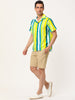 Summer Vertical Striped Short Sleeve Patchwork Shirt