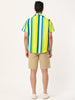 Summer Vertical Striped Short Sleeve Patchwork Shirt