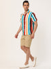 Summer Vertical Striped Short Sleeve Patchwork Shirt