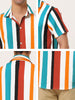 Summer Vertical Striped Short Sleeve Patchwork Shirt