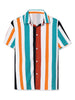 Summer Vertical Striped Short Sleeve Patchwork Shirt