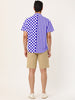 Contrast Color Short Sleeve Button Striped Plaid Shirt