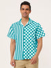 Contrast Color Short Sleeve Button Striped Plaid Shirt