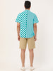 Contrast Color Short Sleeve Button Striped Plaid Shirt