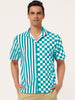 Contrast Color Short Sleeve Button Striped Plaid Shirt