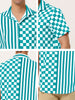Contrast Color Short Sleeve Button Striped Plaid Shirt