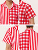 Contrast Color Short Sleeve Button Striped Plaid Shirt