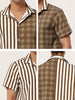Contrast Color Short Sleeve Button Striped Plaid Shirt