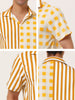 Contrast Color Short Sleeve Button Striped Plaid Shirt