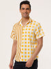 Contrast Color Short Sleeve Button Striped Plaid Shirt