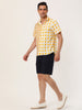 Contrast Color Short Sleeve Button Striped Plaid Shirt