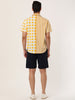Contrast Color Short Sleeve Button Striped Plaid Shirt