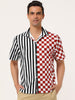 Contrast Color Short Sleeve Button Striped Plaid Shirt