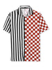 Contrast Color Short Sleeve Button Striped Plaid Shirt