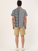 Contrast Color Short Sleeve Button Striped Plaid Shirt