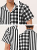 Contrast Color Short Sleeve Button Striped Plaid Shirt