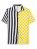 Contrast Color Short Sleeve Button Striped Plaid Shirt