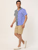 Contrast Color Short Sleeve Button Striped Plaid Shirt