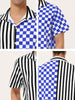 Contrast Color Short Sleeve Button Striped Plaid Shirt