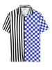 Contrast Color Short Sleeve Button Striped Plaid Shirt