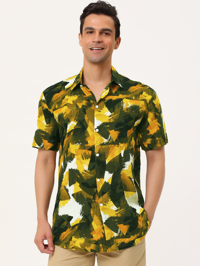 Button Short Sleeves Summer Hawaiian Printed Shirts