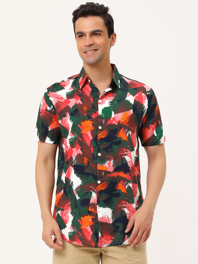 Button Short Sleeves Summer Hawaiian Printed Shirts