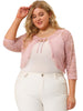 Knit H Line Collarless 3/4 Sleeve Bolero