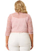 Knit H Line Collarless 3/4 Sleeve Bolero