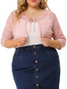 Knit H Line Collarless 3/4 Sleeve Bolero