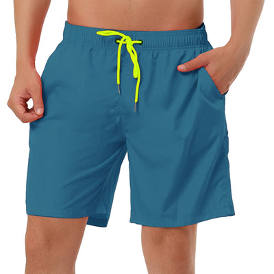 Solid Drawstring Mesh Lining Swimwear Beach Shorts