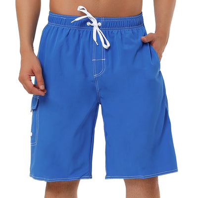 Summer Solid Drawstring Elastic Waist Beach Shorts