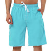 Summer Solid Drawstring Elastic Waist Beach Shorts
