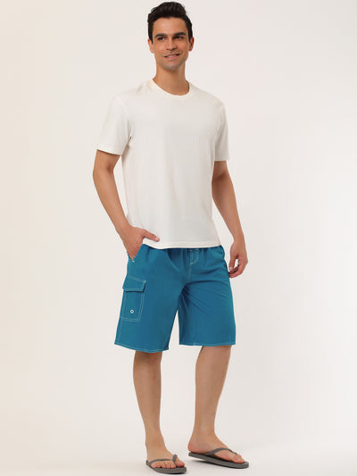 Summer Solid Drawstring Elastic Waist Beach Shorts