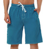 Summer Solid Drawstring Elastic Waist Beach Shorts