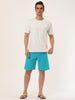Solid Elastic Waist Drawstring Beach Board Shorts