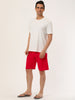 Solid Elastic Waist Drawstring Beach Board Shorts