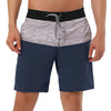 Chic Color Block Drawstring Stripe Swim Board Shorts
