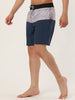 Chic Color Block Drawstring Stripe Swim Board Shorts