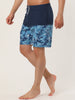 Chic Color Block Drawstring Stripe Swim Board Shorts