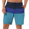 Chic Color Block Drawstring Stripe Swim Board Shorts